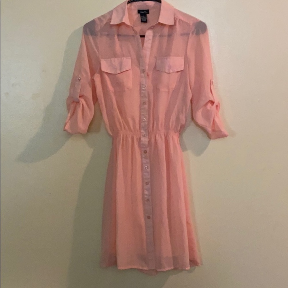Pink shirt dress
